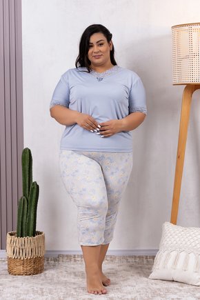 comprar pijama calca capri pantacurt regata plus size fofuxa pijamas promocao online microfibra liganete renda estampado verao 3193 ae frente