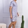 01 pijama masculino microfibra cinza curto