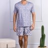 02 pijama masculino microfibra cinza curto
