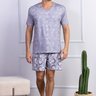 04 pijama masculino microfibra cinza curto