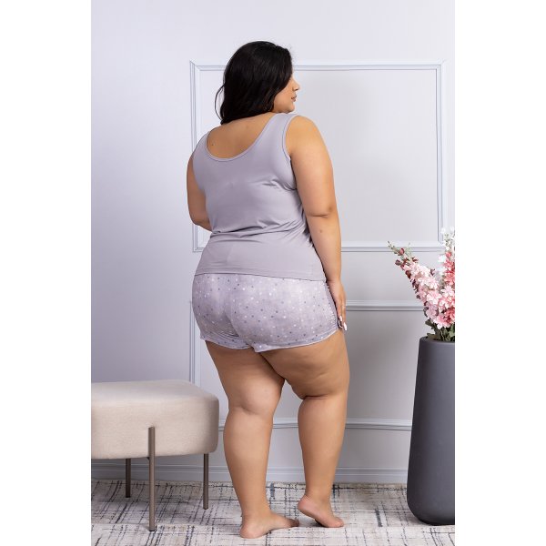 comprar pijama plus size regata sem manga bermuda renda short fofuxa pijamas promocao online microfibra liganete leve verao 3364 pc costas