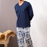 comprar pijama microfibra flanelado quentinho inverno fofuxa pijamas longo masculino frente 3166