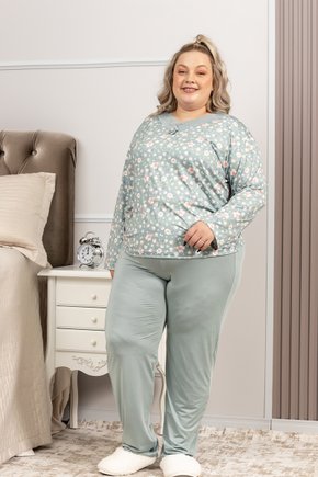 comprar pijama longo manga inverno plus size fofuxa pijamas promocao online microfibra liganete 3232 nm lado