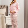 Pijama Feminino Térmico Microfibra Longo Com Renda Rosa