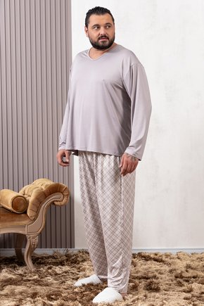 comprar pijama longo manga inverno malha fria geladinho masculino plus size fofuxa online microfibra liganete 3235 xm lado