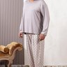 Pijama Masculino Microfibra Plus Size Longo De Inverno Cinza