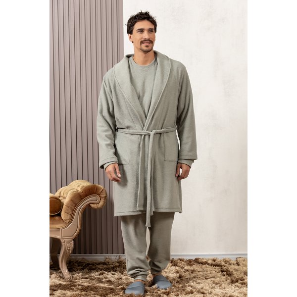 comprar pijama roupao plush quentinho malha fria geladinho masculino fofuxa pijama online 3378 verde fechado