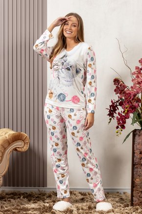 comprar pijama flanelado termico estampado longo calca bichinho fofuxa pijamas promocao online microfibra liganete inverno 3499 gl frente