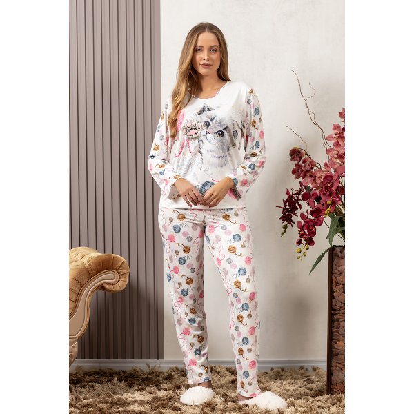 comprar pijama flanelado termico estampado longo calca bichinho fofuxa pijamas promocao online microfibra liganete inverno 3499 gl frente1