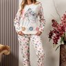 Pijama Plush Boucle Feminino Longo Estampado De Gato Off