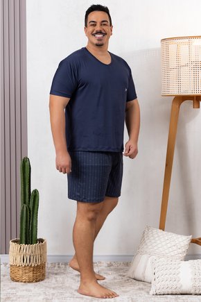 05 pijama masculino plus size verao azul
