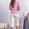 05 pijama de renda feminino microfibra com capri rosa