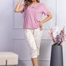 06 pijama de renda feminino microfibra com capri rosa