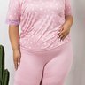 04 pijama plus size feminino microfibra rendado de bermuda rosa coracao