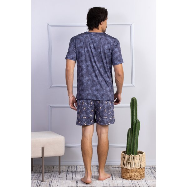 05 pijama masculino microfibra azul curto
