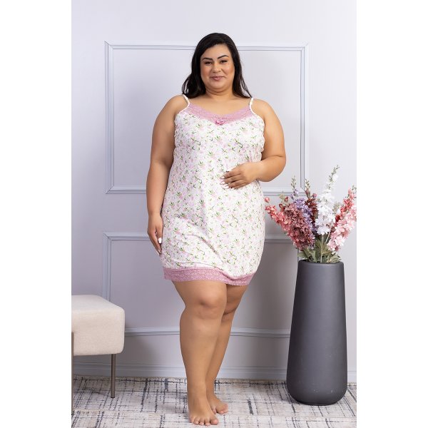 06 camisola plus size microfibra alcinha detalhe em renda rosa