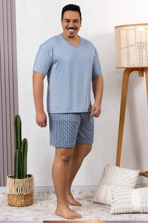 comprar pijama masculino manga bermuda plus size calcao fofuxa pijamas promocao online microfibra liganete verao 3195 ta frente