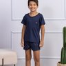 Pijama Infantil Masculino Microfibra Curto Azul De Verão