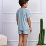 04 pijama infantil masculino microfibra curto azul claro de verao