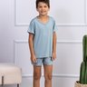 05 pijama infantil masculino microfibra curto azul claro de verao