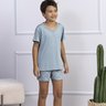 06 pijama infantil masculino microfibra curto azul claro de verao