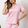 07 pijama microfibra feminino de renda com bermuda rosa coracao