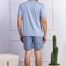 01 pijama masculino microfibra azul claro curto