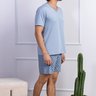 03 pijama masculino microfibra azul claro curto
