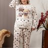 06 pijama feminino plus size microfibra flanelado off estampa urso longo