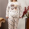 08 pijama feminino plus size microfibra flanelado off estampa urso longo
