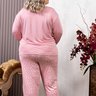 05 pijama feminino microfibra longo botao detalhe em renda plus size rosa