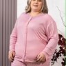 08 pijama feminino microfibra longo botao detalhe em renda plus size rosa
