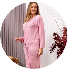 02 pijama feminino longo inverno detalhe em renda rosa