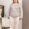 05 pijama microfibra flanelado feminino plus size longo de inverno rendado rosa
