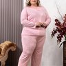 Pijama Rendado Feminino Plus Size Microfibra Longo  Rosa