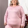 06 pijama rendado feminino plus size microfibra longo rosa