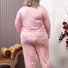 08 pijama rendado feminino plus size microfibra longo rosa