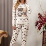 06 pijama plush boucle feminino longo estampado de urso off