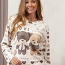 07 pijama plush boucle feminino longo estampado de urso off