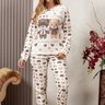 08 pijama plush boucle feminino longo estampado de urso off
