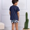 06 pijama microfibra infantil masculino azul que brilha com luz negra curto