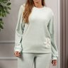08 pijama feminino plush botone longo quentinho inverno verde
