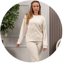 04 pijama plush botone longo feminino off inverno urso