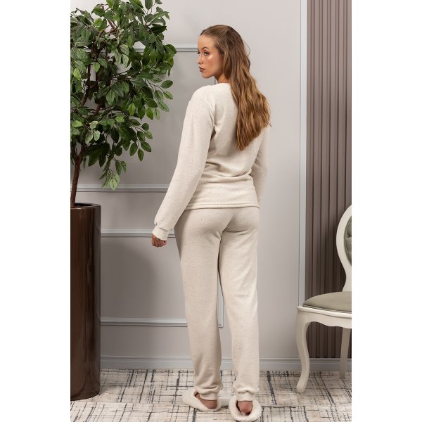 05 pijama plush botone longo feminino off inverno urso