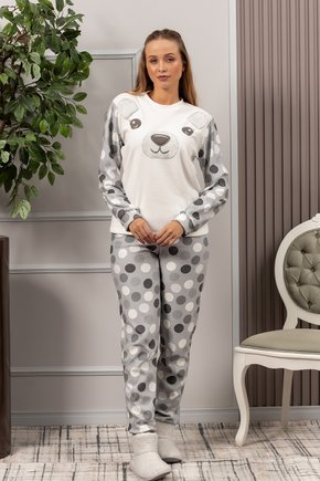 07 pijama feminino plush longo bordado urso