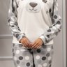 08 pijama feminino plush longo bordado urso
