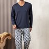 Pijama Masculino Microfibra Flanelado Azul Longo Calça Estampada Panda