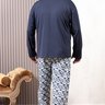 01 pijama masculino microfibra flanelado plus size longo azul