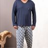 02 pijama masculino microfibra flanelado plus size longo azul