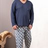 04 pijama masculino microfibra flanelado plus size longo azul